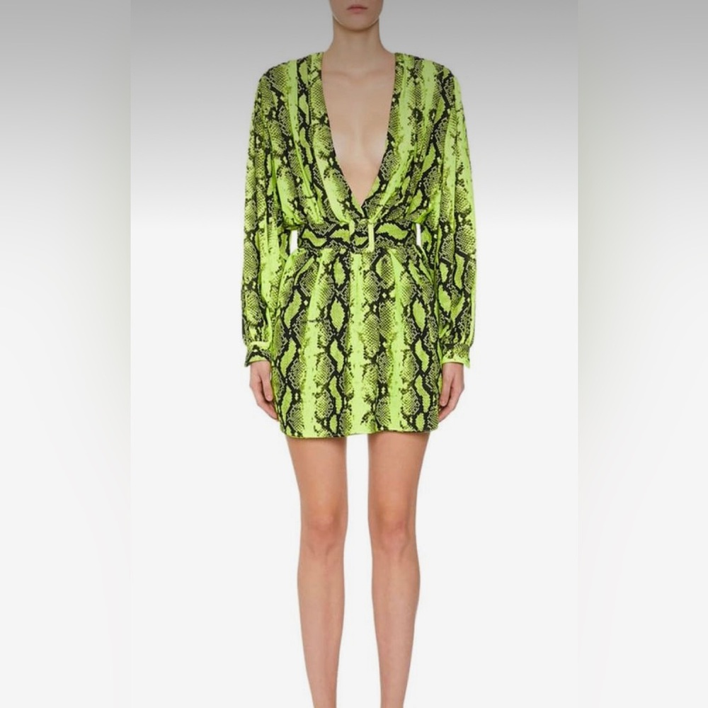 OFF/WHITE 80s Deep V Python-Print Mini Dress - Picture 8 of 14